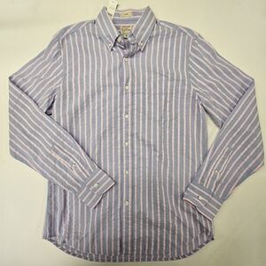 NWT J Crew Shirt Mens Med Slim Seersucker Striped Blue Pink Button Down Cotton